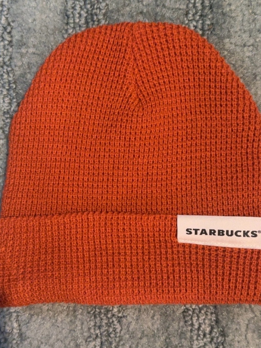 Starbucks Rust Orange Ribbed Knit Beanie